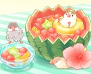 動物と食べ物を組み合わせたイラスト描きます お店のPOPやチラシ、プレゼントにも！ イメージ3