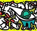 Tシャツやサコッシュ等のデザインとして使えます へんてこデザインでカラフルに可愛い！ イメージ1