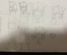 キャラクターの立ち絵(正面、横、後)、表情描きます キャラクター(3面図)描きます！ イメージ2