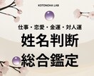 名前に運のヒントあります。姓名判断いたします 運のすべては名前に現れています。 人生の流れを整える総合鑑定 イメージ1