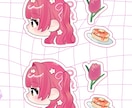 ネップリ対応　フレークシールちゃんを描きます ミニキャラ横顔＋お好きなモチーフ2点描きます。 イメージ10