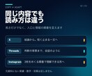 1つの内容をSNS3媒体向けに書き分けます 同じ文章を貼らず、投稿文と3枚画像へ整えます イメージ2