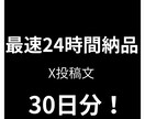 最速24時間納品、X投稿文30日分を制作します バズる投稿文がわからない、バズらせたい方へ イメージ1