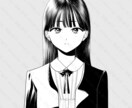 モノクロ(白黒)でアイコンに使える女の子描きます 真正面バストアップの女の子を描きます イメージ1