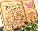 電熱ペンで結婚祝いの似顔絵プレート作ります ウッドバーニングで二人の似顔絵プレートでお祝いを！ イメージ4