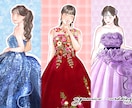結婚式*ドレス色当てクイズのイラスト描きます 【オーダーメイド】ドレスのデザイン、ヘアスタイル描き下ろし！ イメージ1