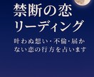 叶わぬ想い・不倫・届かない恋の行方を占います 秘めた恋の未来を静かに導きます イメージ1