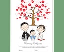 スヌーピー風似顔絵のゲスト参加型結婚証明書作成ます 説明書付き・年間300人以上の作成歴で可愛い似顔絵が大好評 イメージ4