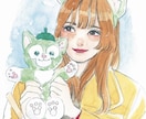 プレゼントに最適な似顔絵描きます 優しくて鮮やかな水彩の似顔絵を イメージ2