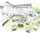 イメージスケッチを制作致します 手描きで建築、インテリア、イベントパースを描きます。 イメージ7