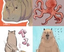 素朴でゆるい動物の絵を描きます 淡い感じで描かれた、見ていて気が抜ける動物の絵 イメージ2
