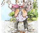 額縁フレーム付き＊水彩似顔絵描きます ポストカードサイズ限定♪原画発送料無料 イメージ6