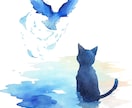 黒猫＋〇〇テーマの水彩風イラストを描きます 可愛らしく、やさしい雰囲気のイラストをお届けします！ イメージ8