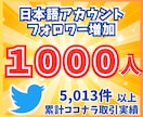 Twitterフォロワーを＋1,000人増やします 日本語アカウントのフォロワー増加 イメージ1