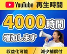 YouTube再生時間4000時間増加します 収益化/4,000h/60分動画対応/減少保証付 イメージ1
