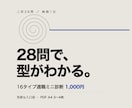 28問の適職診断で16タイプを判定します 納期1日・A4数枚のPDFで、型と向く仕事の方向をお届け イメージ1