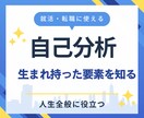 お仕事で悩む方必見！あなたを分析します 【自己分析】【就活】【転職】【人生全般】に使えます イメージ1