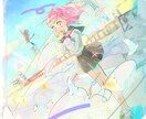 きらきらSNSアイコンイラスト描きますます 風が吹き抜けるような、ゆめかわ、きらきら、カラフルな少年少女 イメージ4