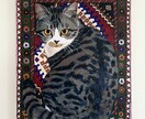 猫×トライバル柄◆オシャレな猫の似顔絵を描きます ＊ご自宅用やプレゼントに＊世界で一枚だけのペットの似顔絵 イメージ2