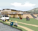 手描きで！記憶に残る個性的な建築パースを描きます 何度も修正可能。イメージ通りの表現を目指します。 イメージ1