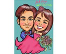 暖か、ほんわかデジタル似顔絵作成いたします 文字入れ無料　お急ぎの場合もご相談下さい イメージ2