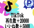 TikTok再生回数2万回いいね5000増加します TikTokいいね再生他にオプションにセーブシェア御座います イメージ1