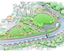わかりやすく魅力ある手描き鳥瞰パースを制作します 公園やイベント、市街地や広域な鳥瞰など様々に対応 イメージ3