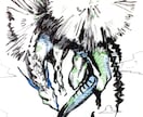 筆ペン又は筆ペン調のなんか絵+αを描きます 某アニメ会社の偉い人に勿体ないくらい面白い絵と評価頂きました イメージ1