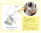 お子様の"今"をファーストカットイラストにします シンプルな線画に思い出のお洋服の柄も再現できます！ イメージ3