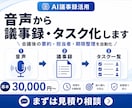 完全自動化！音声から議事録・タスク化します 会議後の要約・担当者・期限整理を自動化します！ イメージ1