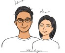 カップルの似顔絵お描きします カップルの方、パートナーの方との似顔絵はいかがですか イメージ2