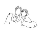 二人らしく自由に使えるウェディングイラスト描きます 描きすぎないから、おしゃれに残る。ふたりの空気感を線画に イメージ2