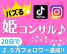 お姫さま専用TikTok＆インスタ運用支援します 20日で2.5万フォロワー達成！バズる✨集客術に自信あり♪ イメージ1