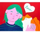 あなたと猫ちゃんのイラストをカラフルに作成します アクリル絵の具でカラフルに作成いたします イメージ2