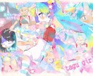 きらきらイラストヘッダー描きますます 風がたつ、金平糖のお星様、きらきらの少女は雲を見る イメージ3