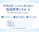 業務改善やシステム導入前の情報整理をします 現状・課題・要件を整理して見える化します イメージ1