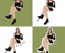 フラットタイプの人物イラストを作成します オシャレ/匿名なイラストでおなただけのイラスト✨ イメージ2