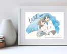 水彩タッチのフルオーダーウェディング似顔絵描きます データ納品の水彩タッチのかわいい似顔絵ウェルカムボード⭐︎ イメージ1