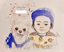 ペットは家族。人とペットの似顔絵描きます 水彩画で人とペットの似顔絵を可愛く描きます。 イメージ6