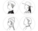 シンプルモノクロの横顔似顔絵イラスト描きます 【横顔肩上】シンプルな線画のイラストです イメージ4