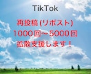 TikTokの再投稿を1000回増やします 安心できるこのお値段。オプション購入でもっとお得に！ イメージ1