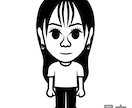 白黒2頭身キャラクター風の似顔絵を描きます 色は白と黒のみ、服装は白Tシャツ＆黒スボンのシンプル似顔絵 イメージ7