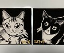 あなたの猫ちゃんを世界に1つだけのアートにします 10cmキャンバスに黒ペンで似顔絵を描きます イメージ3