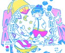 ポップなイラスト制作します リソグラフみたいなタッチ、色味 イメージ1