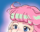ちょっぴりレトロなSNSアイコン作成します カラフル可愛い女の子が得意です♪ イメージ1