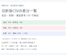 旧新版CSVの追加・削除・変更を一覧にします 価格改定・商品更新の確認に。差分CSVと件数を納品 イメージ1