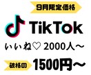 TikTokいいね+2000～拡散します 9月限定の価格⭐️2000いいねが1500円❗️ イメージ1