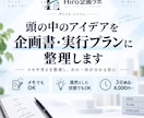 頭の中のアイデアを企画書・実行プランに整理します メモや考えを整理し、次の一歩が分かる形にします イメージ1