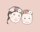 お花のかんむりを載せた可愛い似顔絵お描きします アイコンにおすすめ♪背景色が選べる◎お子さんペット家族に！ イメージ1