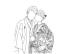 写真を元に線画をお描きします ウェルカムボードやプチギフト、ペーパーアイテムにおすすめ！ イメージ4